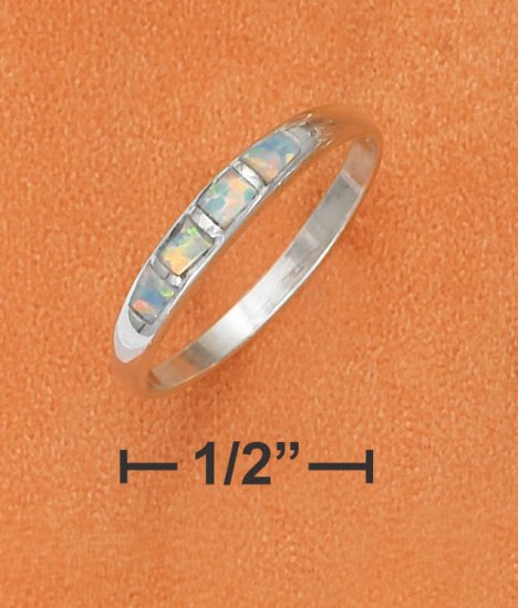 STERLING SILVER 3MM TAPRERED DOME BAND WITH SYNTHETIC OPAL INLAY