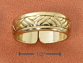 STERLING SILVER VERMEIL HATCHED DESIGN TOE RING