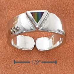 STERLING SILVER TRIANGLE TOE RING WITH ENAMEL INLAY