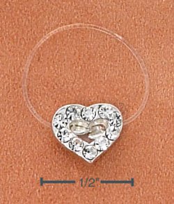 STERLING SILVER JELLYWIRE HEART W/ CLEAR CRYSTALS TOE RING