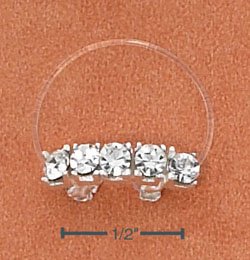 STERLING SILVER JELLYWIRE FIVE SOLITAIRE CRYSTALS TOE RING