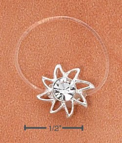 STERLING SILVER JELLYWIRE SUN W/ CLEAR CRYSTAL TOE RING