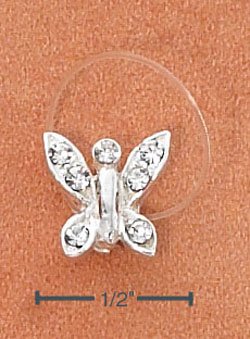 STERLING SILVER JELLYWIRE BUTTERFLY W/ CLEAR CRYSTALS TOE RING