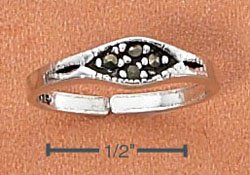 STERLING SILVER TOE RING WITH MARQUIS MARCASITE INLAY