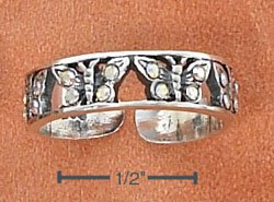 STERLING SILVER AURORA CRYSTAL BUTTERFLIES TOE RING