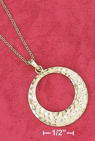 STERLING SILVER VERMEIL 18" CABLE NECKLACE 25MM HAMMERED FAT BOTTOM CIRCLE PENDANT