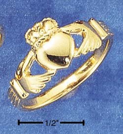 STERLING SILVER 14K GP UNISEX VERMEIL CLADDAH RING.