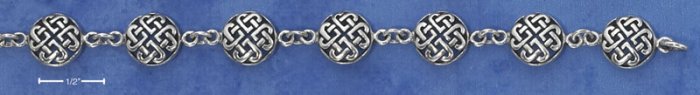 STERLING SILVER ROUND CELTIC KNOT LINK BRACELET