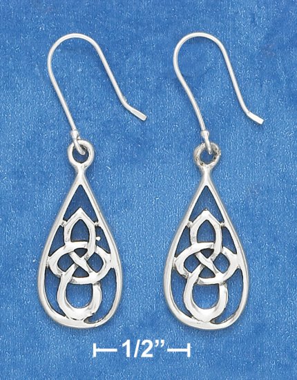STERLING SILVER ANTIQUED 7/8" OVAL CELTIC SCROLLED DESIGN EARRING ON FRENCH WIRES