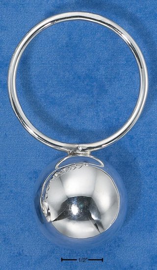 STERLING SILVER ROUND HANDLE HP BABY RATTLE W/ BALL