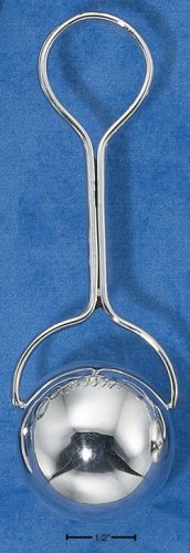 STERLING SILVER PLAIN HP BALL BABY RATTLE W/ LOOP END