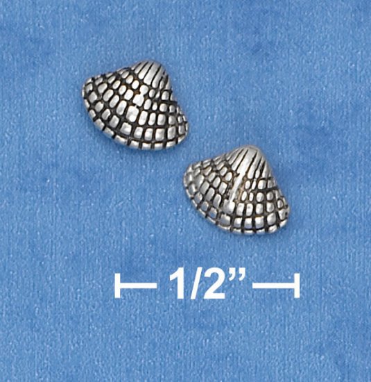 STERLING SILVER ANTIQUED SEA SHELL POST EARRING