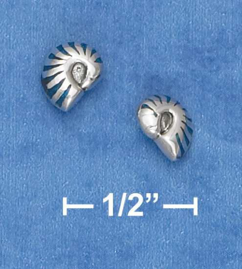 STERLING SILVER SNAIL MINI POST EARRINGS W/ INLAID PAUA SHELL