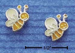 STERLING SILVER YELLOW ENAMEL BUMBLE BEE POST EARRINGS