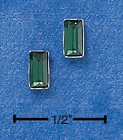 STERLING SILVER EMERALD CUT MAY BIRTHSTONE AUSTRIAN CRYSTAL POST EARRINGS