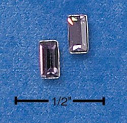 STERLING SILVER EMERALD CUT JUNE BIRTHSTONE AUSTRIAN CRYSTAL POST EARRINGS