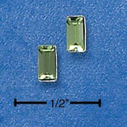 STERLING SILVER EMERALD CUT AUGUST BIRTHSTONE AUSTRIAN CRYSTAL POST EARRINGS