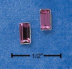 STERLING SILVER EMERALD CUT OCTOBER BIRTHSTONE AUSTRIAN CRYSTAL POST EARRINGS