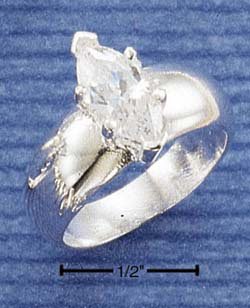 THIS IS A CLASSIC STERLING SILVER MARQUISE 2.25CT CZ SOLATAIRE ON WIDE BAND ENGAGEMENT RING.