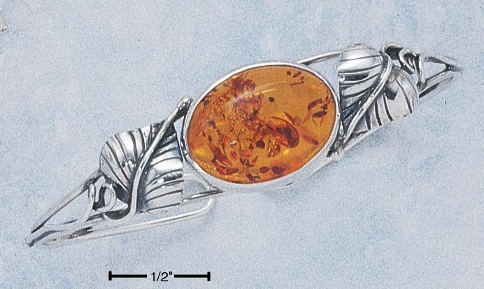 STERLING SILVER LARGE OVAL HONEY AMBER WIRE CUFF BRACELET