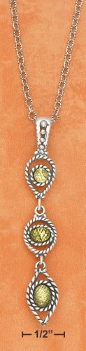 STERLING SILVER 18" ROUND, ROPED PERIDOT PENDANT