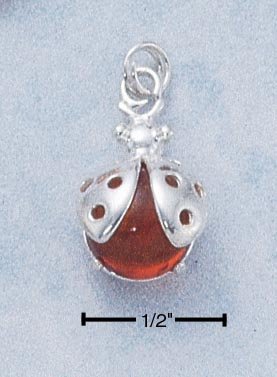 STERLING SILVER LADYBUG W/ AMBER PENDANT /18 IN CHAIN