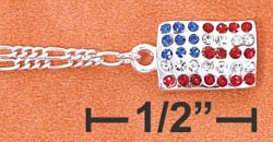 10" LT FIG W/ DANGLE AMERICAN FLAG W/ CRYSTALS ANKLET