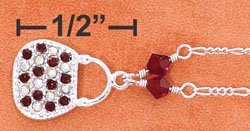 STERLING SILVER 10" PURSE W/ DK RED & AURORA CRYSTALS ANKLET