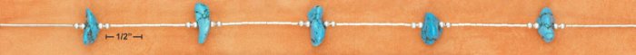 STERLING SILVER 9" LS ANKLET WITH 5 TURQUOISE NUGGETS