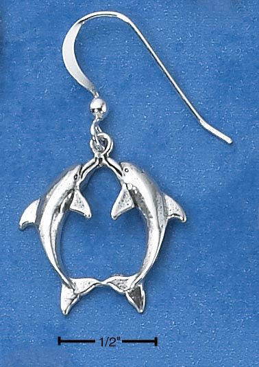 STERLING SILVER KISSING DOLPHIN F W EARRINGS