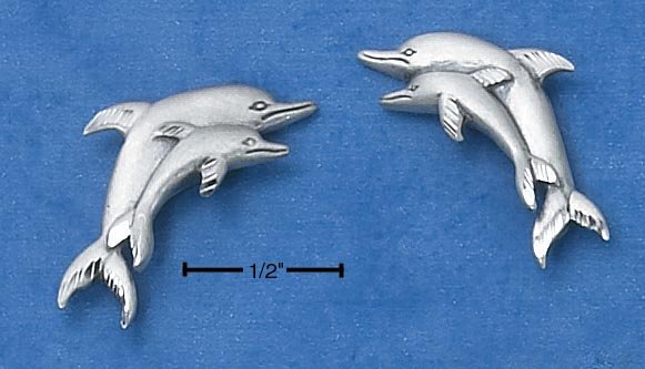 STERLING SILVER DOUBLE DOLPHIN POST EARRINGS