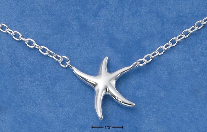 STERLING SILVER 17" HP CONTEMPORARY STARFISH ON CABLE CHAIN