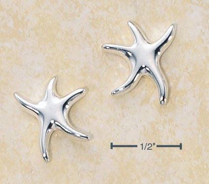 STERLING SILVER LOVELY POLISHED SMALL STARFISH POST EARRINGS