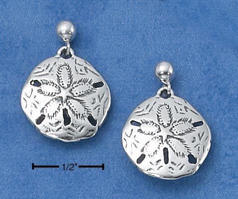 STERLING SILVER SANDDOLLAR POST DANGLE EARRINGS