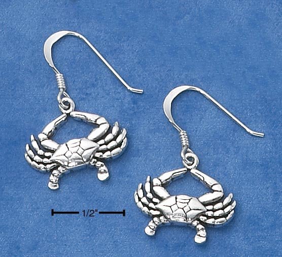 STERLING SILVER CRAB DANGLE FRENCH WIRE EARRINGS