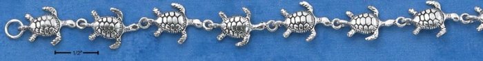 STERLING SILVER 7" TINY TURTLES BRACELET