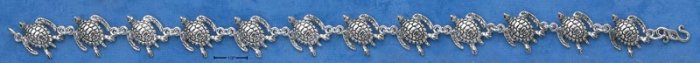 STERLING SILVER 7.5" ANTIQUED TURTLE LINK BRACELET