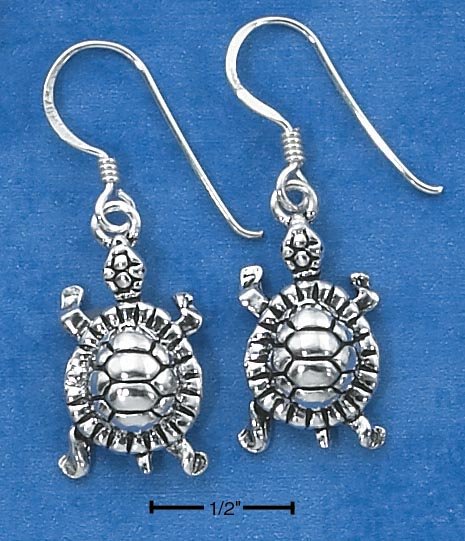 STERLING SILVER TURTLE EARRINGS ON FRENCH WIRES