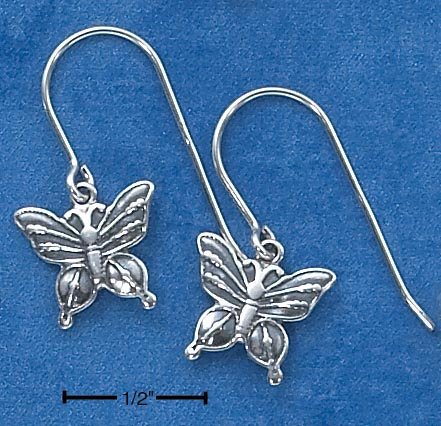 STERLING SILVER SMALL ANTIQUED BUTTERFLY EARRINGS