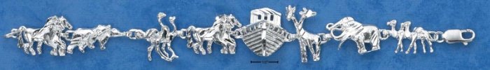 STERLING SILVER 7" DC NOAH'S ARK AND ANIMALS BRACELET