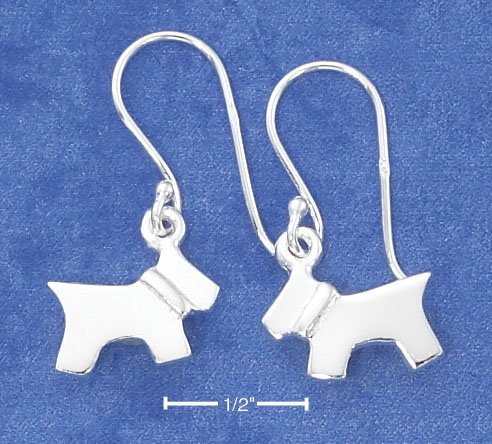 STERLING SILVER HIGH POLISH DOG DANGLE EARRINGS