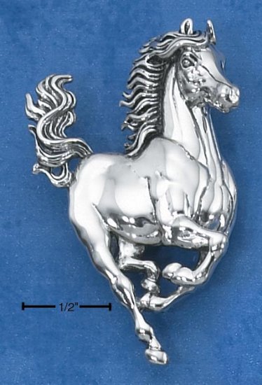 STERLING SILVER LARGE GALLOPING HORSE PIN/PENDANT