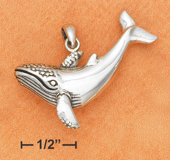 STERLING SILVER LARGE WHALE CHARM (1.5")