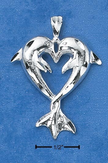 STERLING SILVER KISSING DOLPHIN PENDANT W/ ENTWINED TAILS