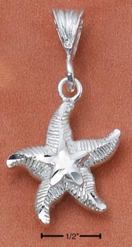 STERLING SILVER DIAMOND CUT AND SATIN FINISH STARFISH