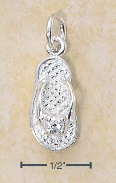 STERLING SILVER APRIL CZ BIRTHSTONE FLIP FLOP CHARM
