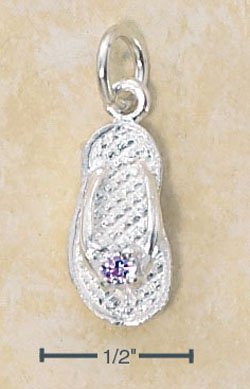 STERLING SILVER JUNE CZ BIRTHSTONE FLIP FLOP CHARM