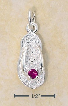 STERLING SILVER JULY CZ BIRTHSTONE FLIP FLOP CHARM