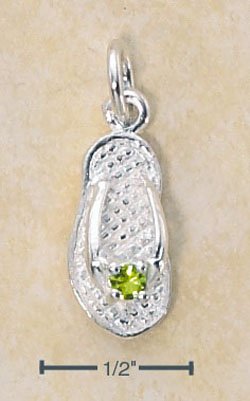 STERLING SILVER AUGUST CZ BIRTHSTONE FLIP FLOP CHARM