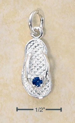 STERLING SILVER SEPTEMBER CZ BIRTHSTONE FLIP FLOP CHARM
